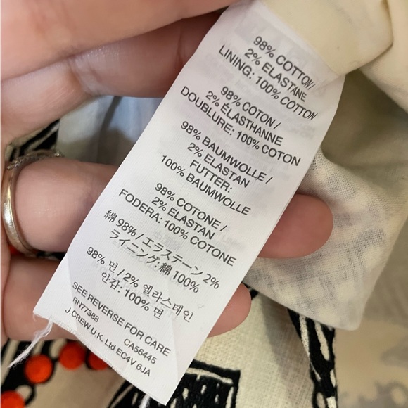 J. Crew Notched Shell Polynesian Floral Embellished Size 2 - Picture 4 of 7